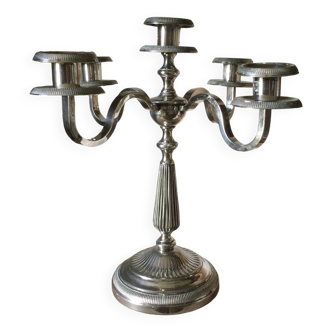 Antique silver metal candle holder