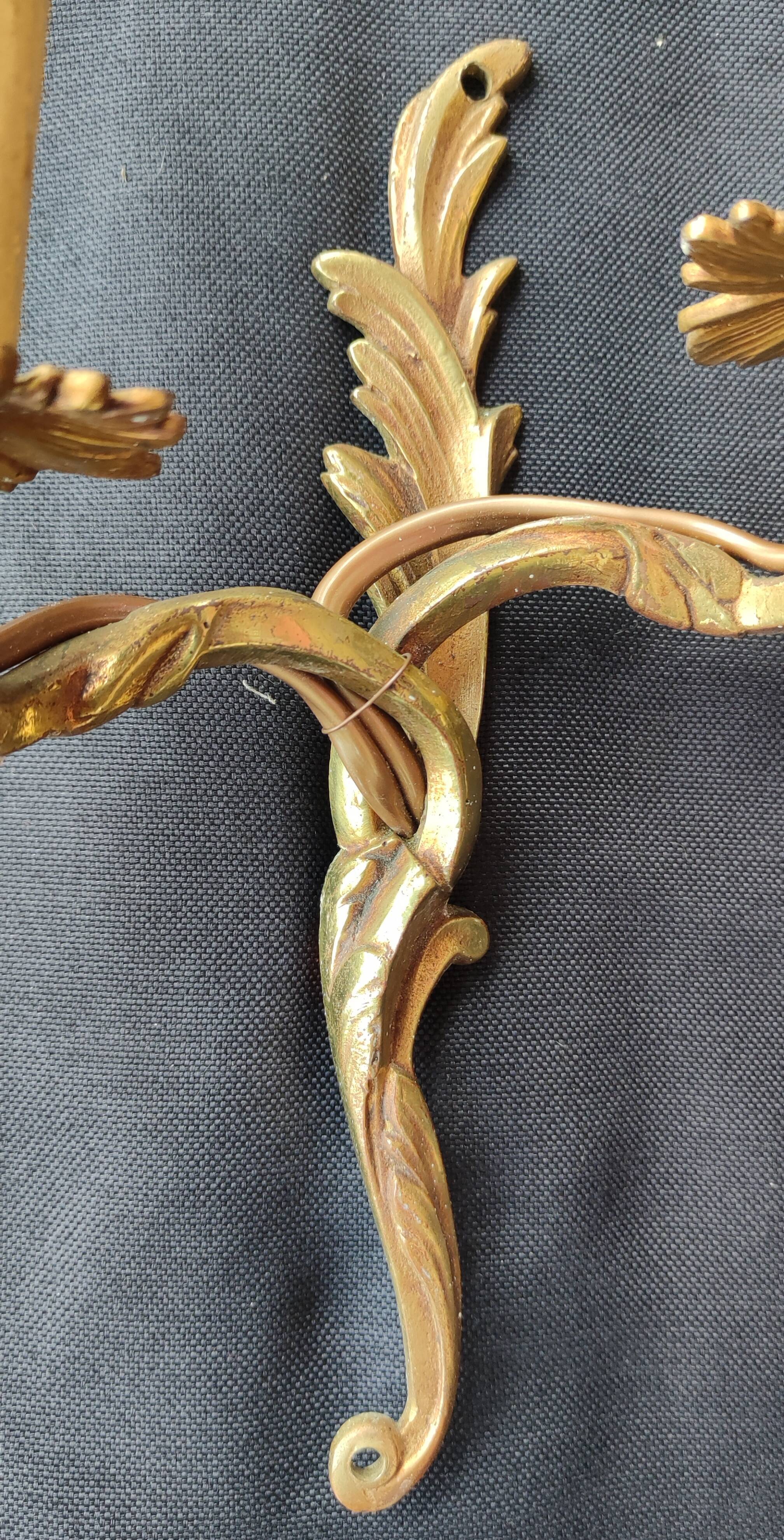 Pair of bronze wall lamps Louis XV style