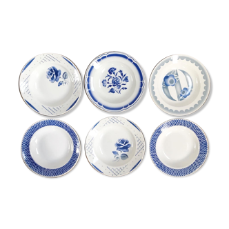 Lot de 6 assiettes creuses dépareillées
