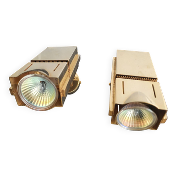 Pair of 1970s loft-style space age wall spotlights