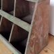 Locker, old workshop shelf in wooden compartments