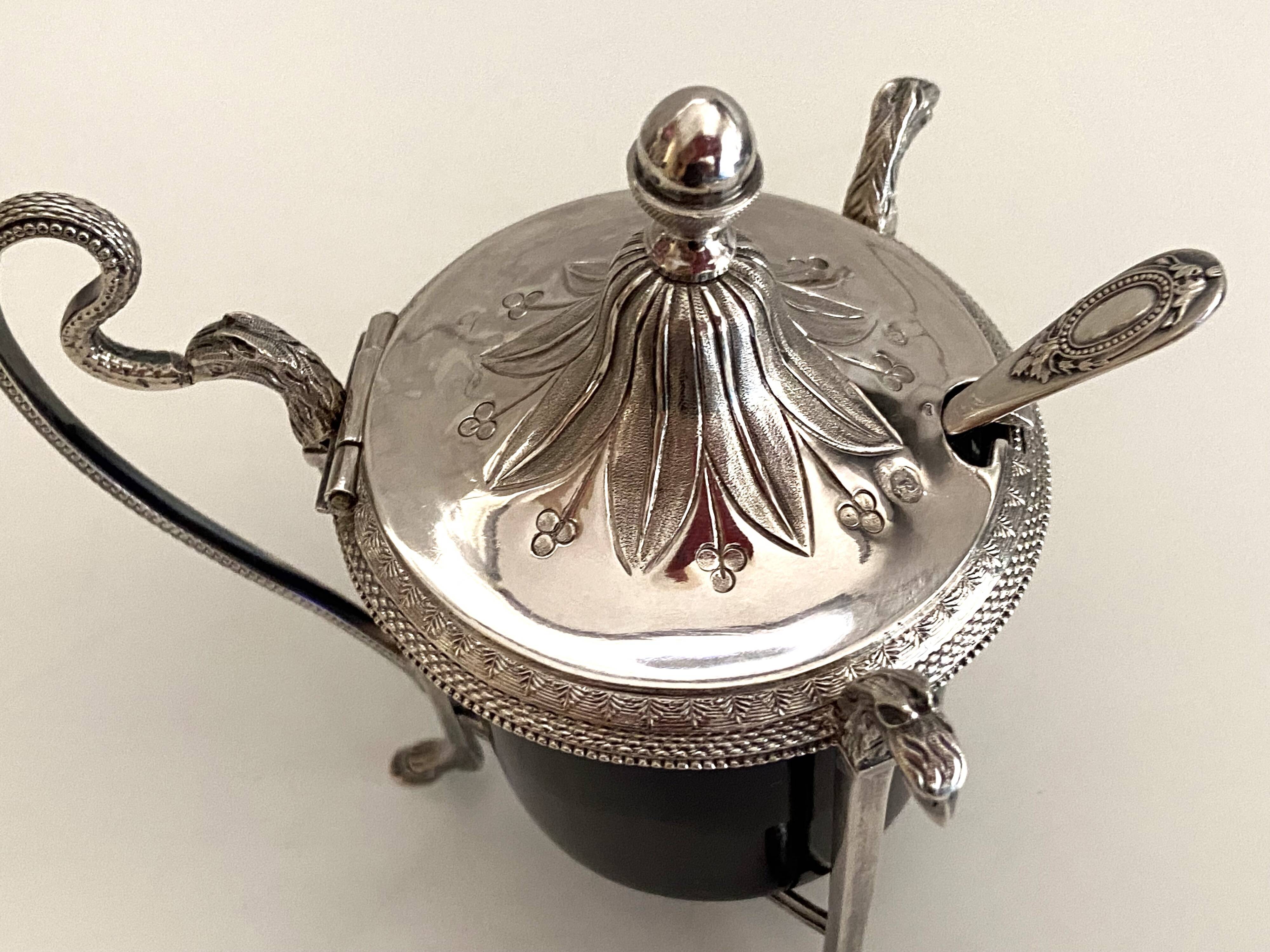 Mustard Pot Solid Silver (950°/°°°) Hallmark 1st Rooster Empire Consulate Period