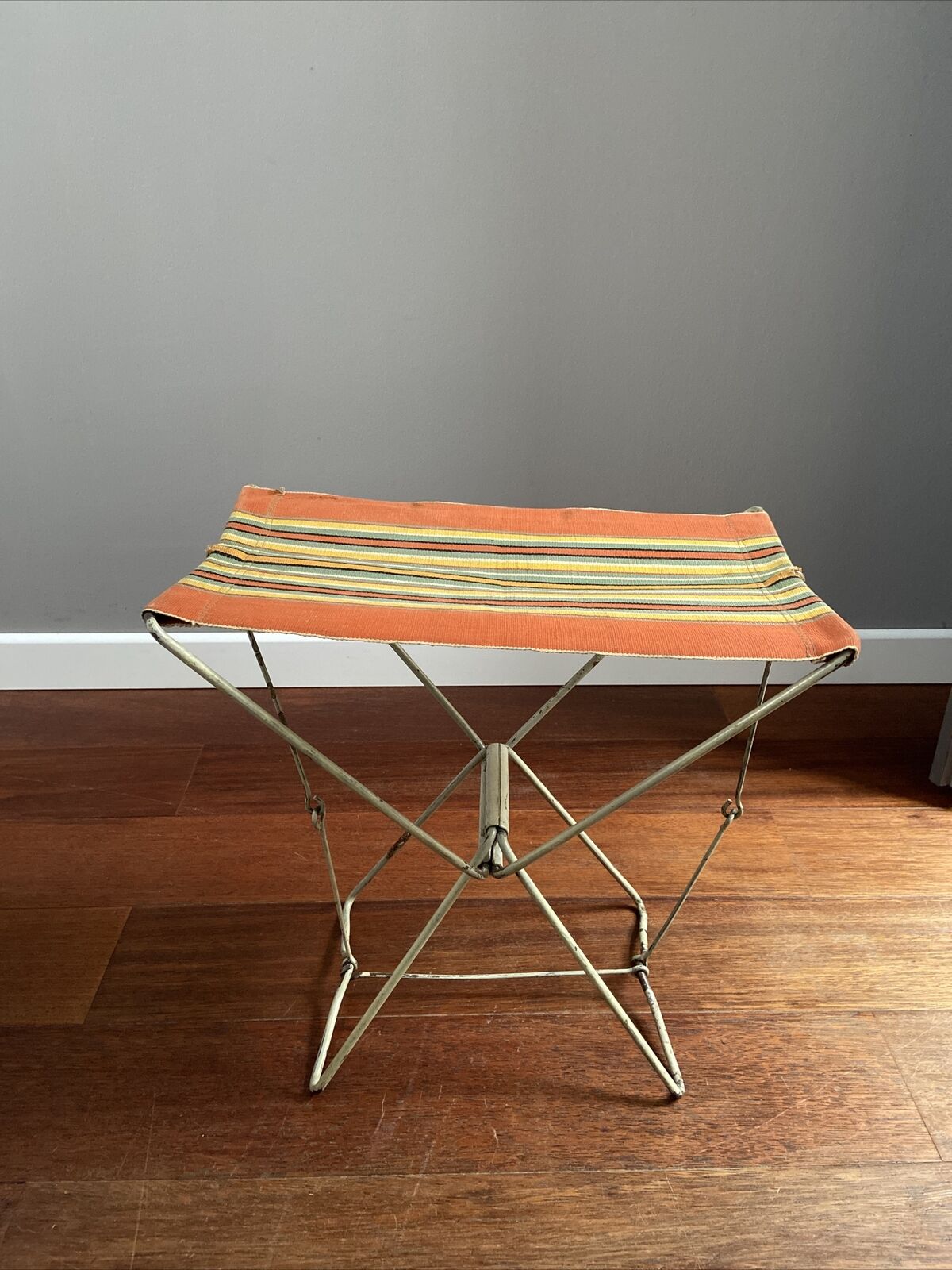 Camping seat beach fabric metal holiday vintage fishing