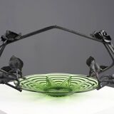 Glass and metal Art Deco Fruit Bowl, France 1920s