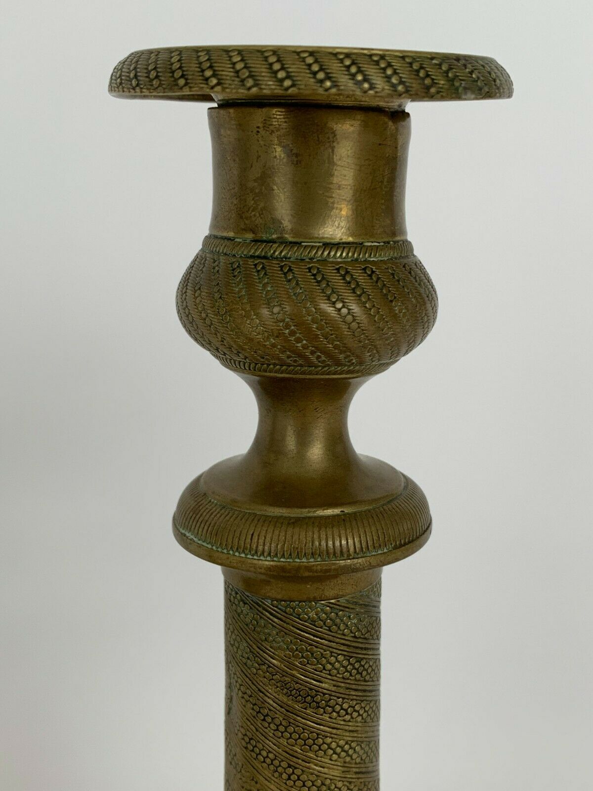 PAIR OF CANDLE HOLDERS PERIOD RESTORATION 19TH BRONZE GILDED CISELE GUILLAUCHE