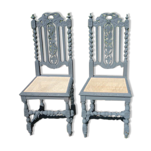 Paire de 2 chaises sculptées