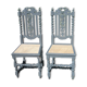Pair of 2 carved neo-Renaissance Henri II chairs