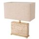 Pair of travertine and patinated brass table lamps, perfect for contemporary interiors.