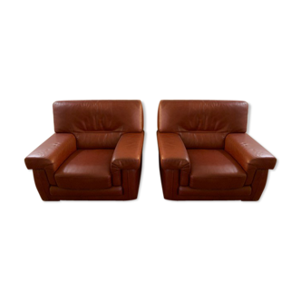 Pair of leather armchairs