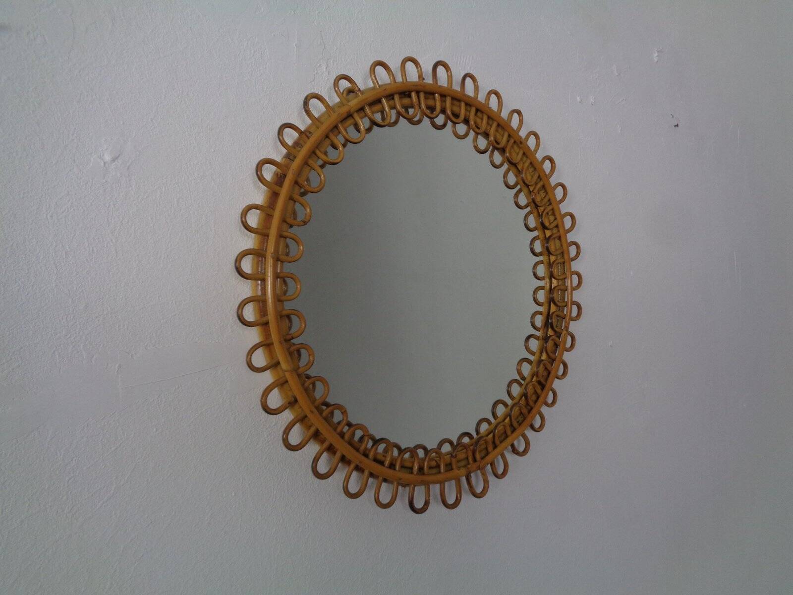 Small filigree Italian bamboo mirror, 1950s