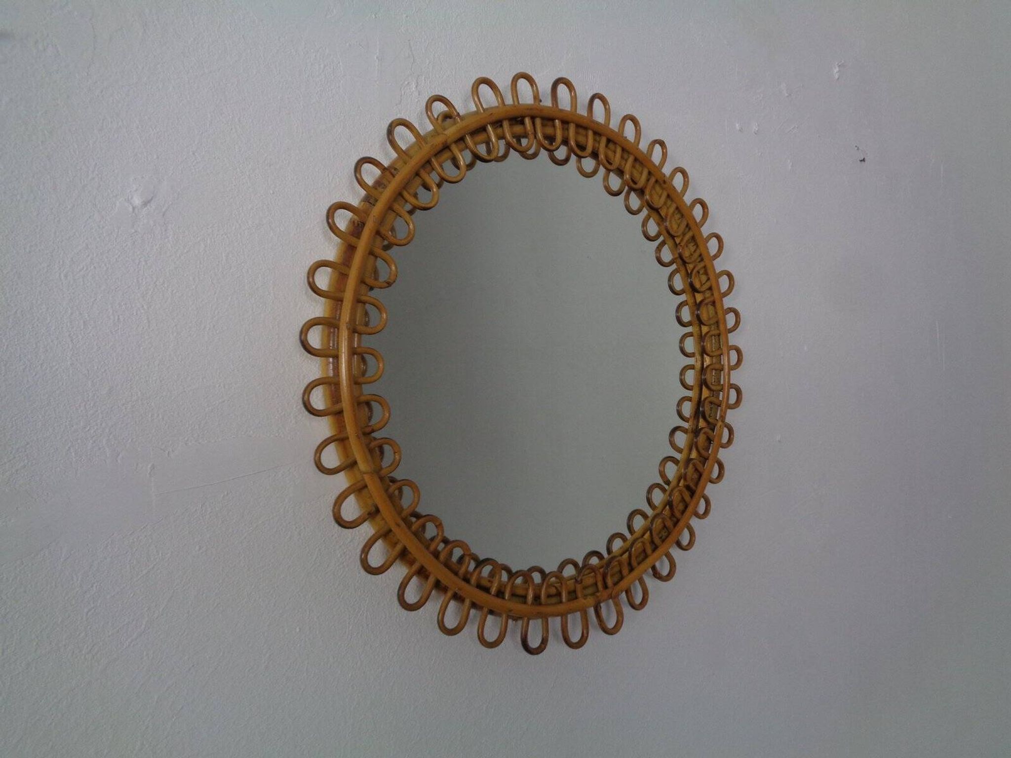 Small filigree Italian bamboo mirror, 1950s