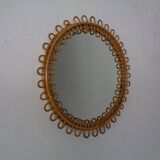 Small filigree Italian bamboo mirror, 1950s