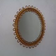 Small filigree Italian bamboo mirror, 1950s