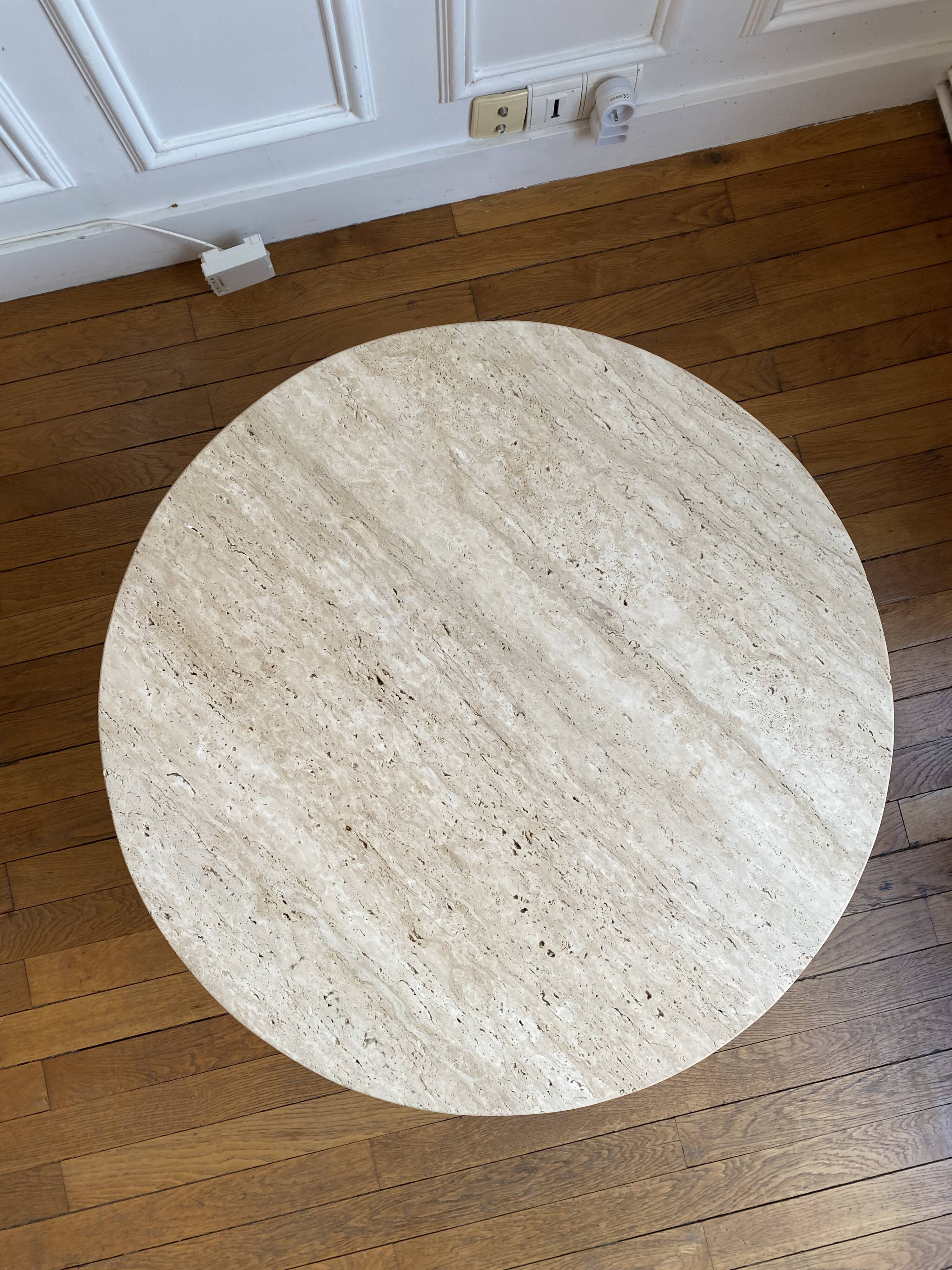 Omega Circular Coffee Table Natural Travertine - 80cm D