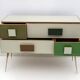 Postmodern Italian Dresser/Chest Colored Glass and Brass, 1980s