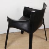 Fauteuil vintage en cuir noir - Années 80