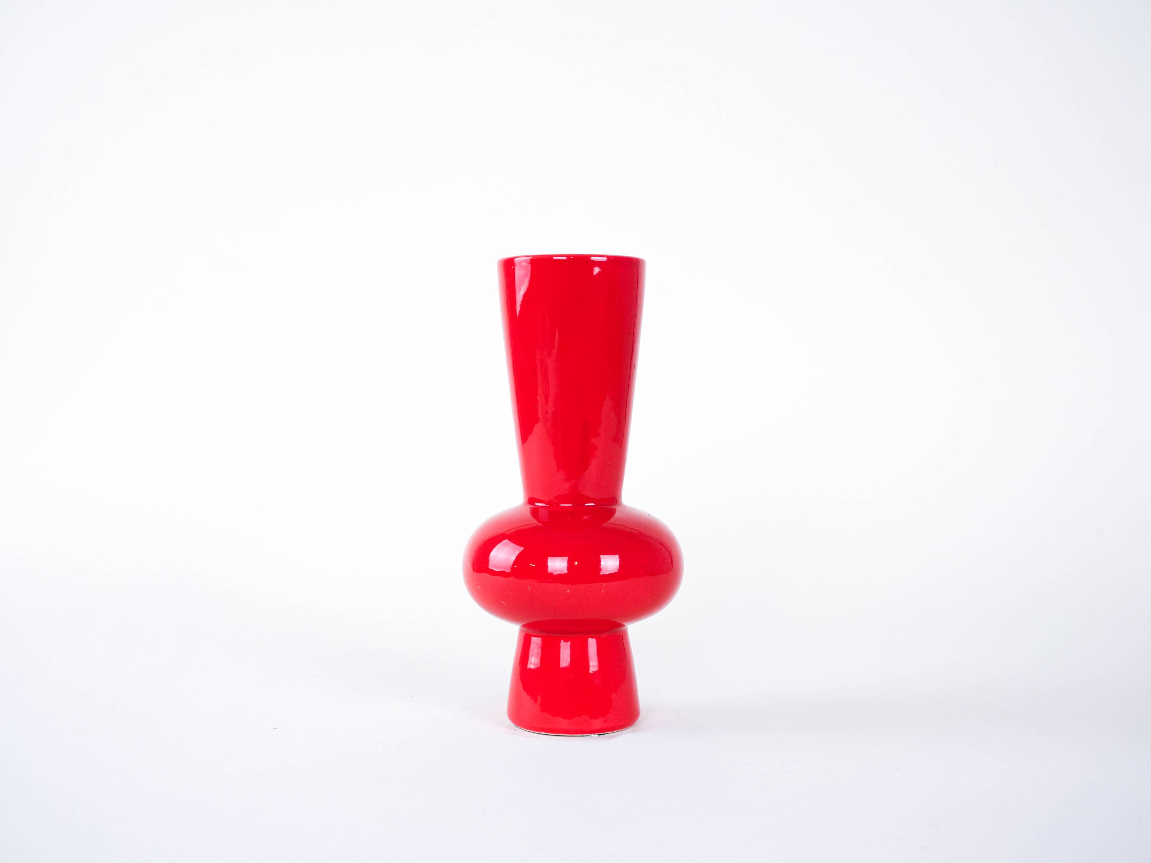 Red ceramic vase, Danish design, 1970s, made in Denmark