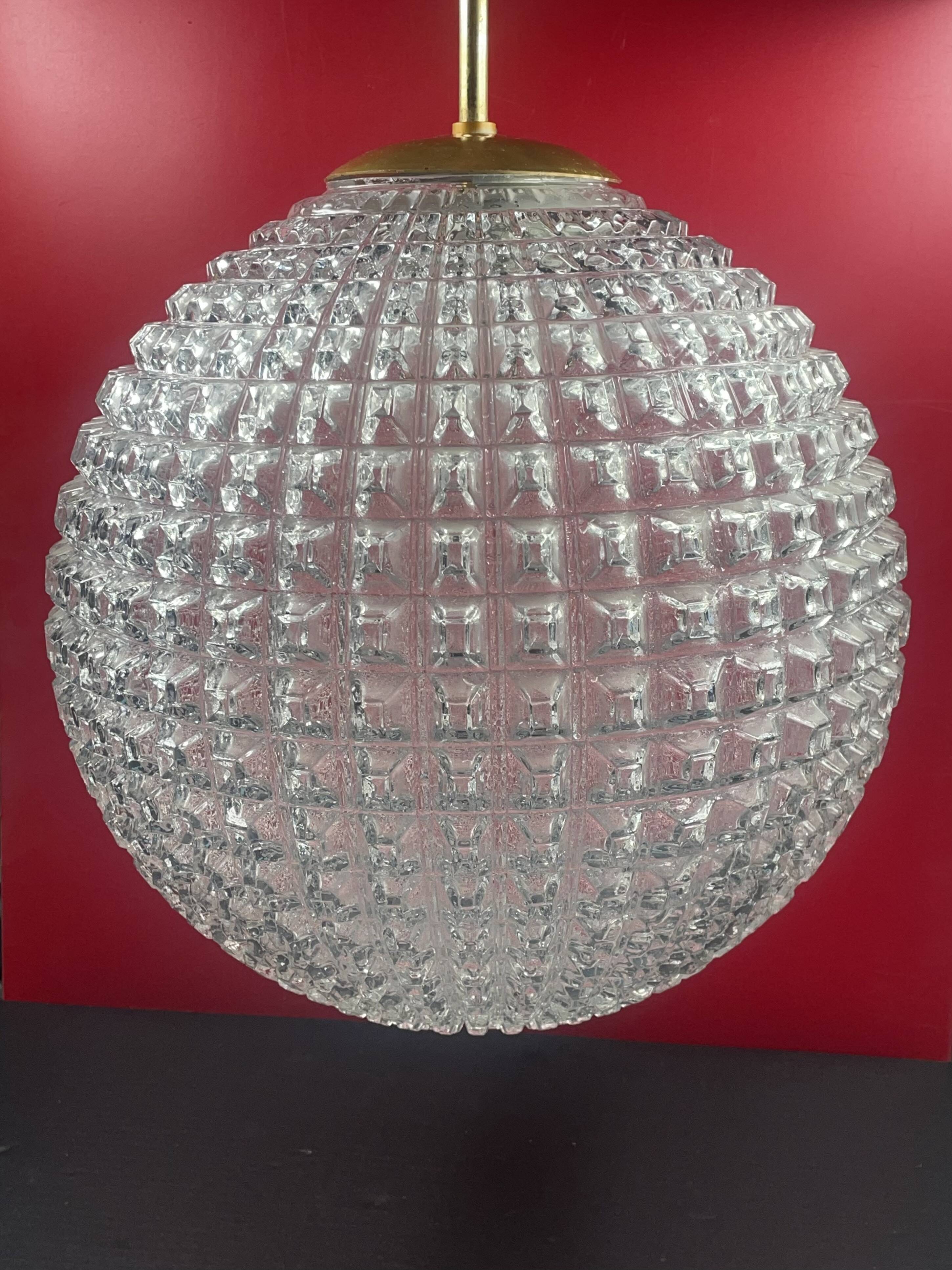 Holophane ball suspension chandelier 1970 vintage