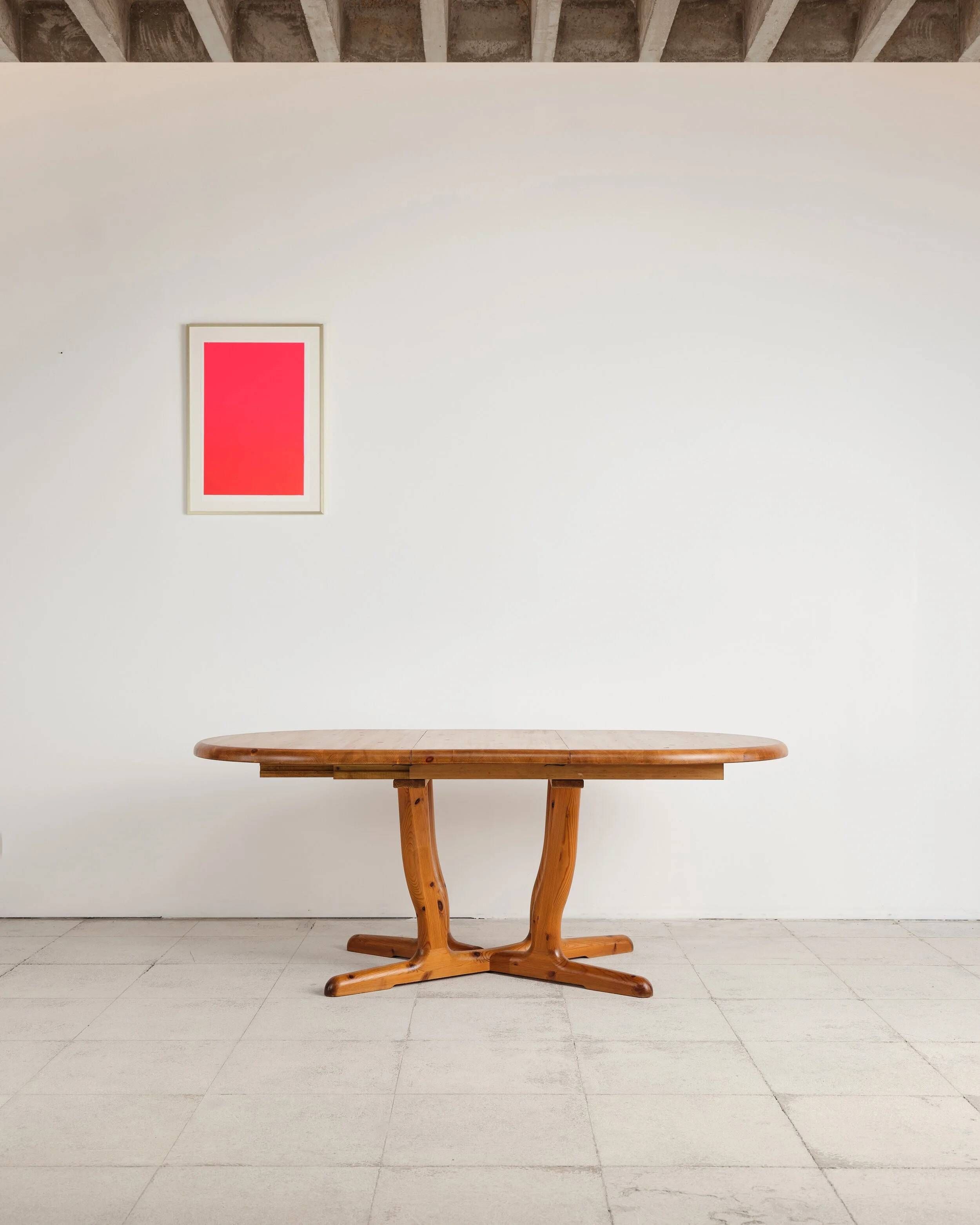 Brutalist extendable table in pine, Rainer Daumiller, Denmark, 1970s.