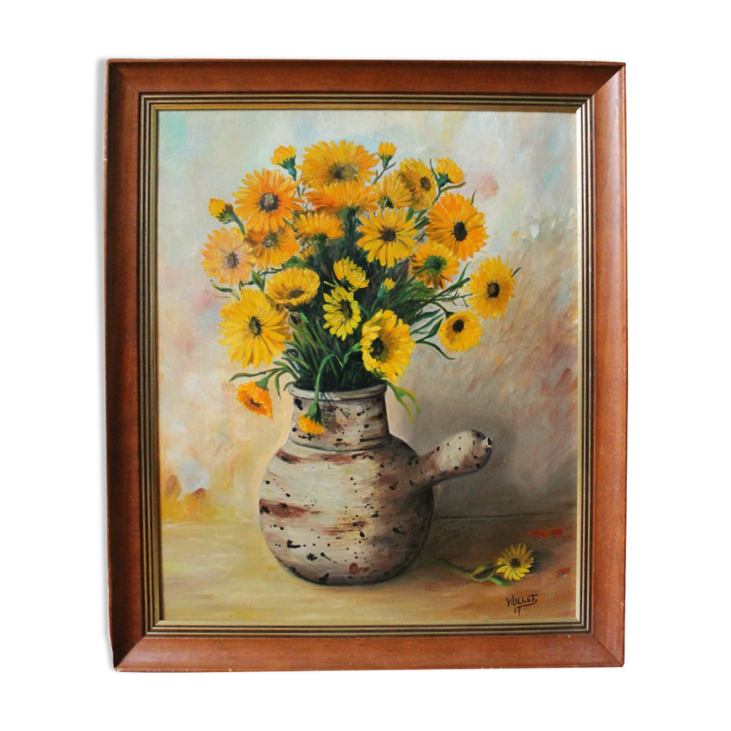 Painting by Viollet F. "Bouquet of yellow flowers"