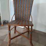 Vintage set of 2 garden woven rattan chairs - sky blue nets - 40