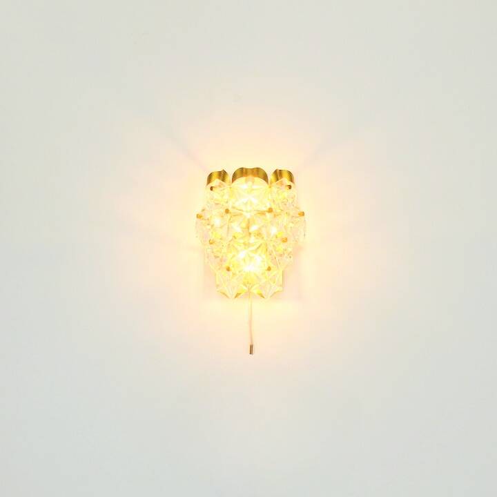 Faceted Crystal Glass & Brass Wall Light from Kinkeldey, Germany, 1970s