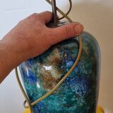 Glass lamp base with eglomisé finish by Laque Line 41cm