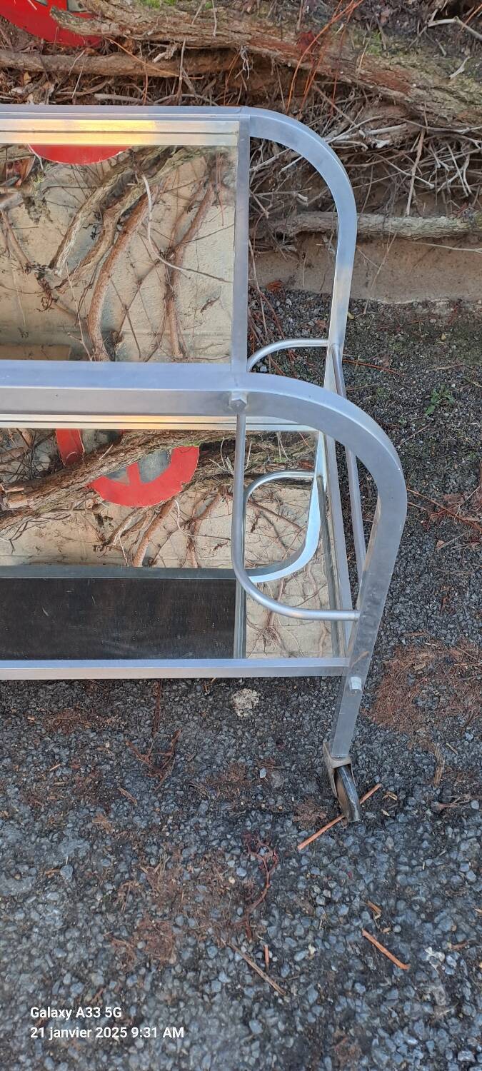 Modernist mirrored bar cart