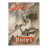 Affiche ancienne velo  votre securité moyeu a frein roue libre  durex  montagne