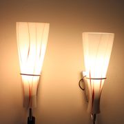 1970s Pair of Glass Wall Lamps , Czechoslovakia