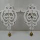 Pair of white patinated wood wall lamps