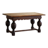 19th-century baroque dining table/desk in oak, Danish cabinetmaker.