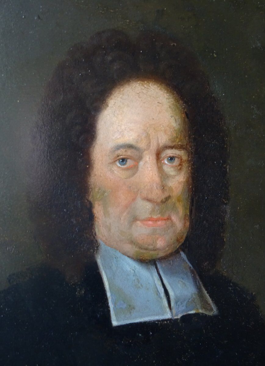 Portrait of a man prelate from the louis xiv period oil on tin end xviith century
