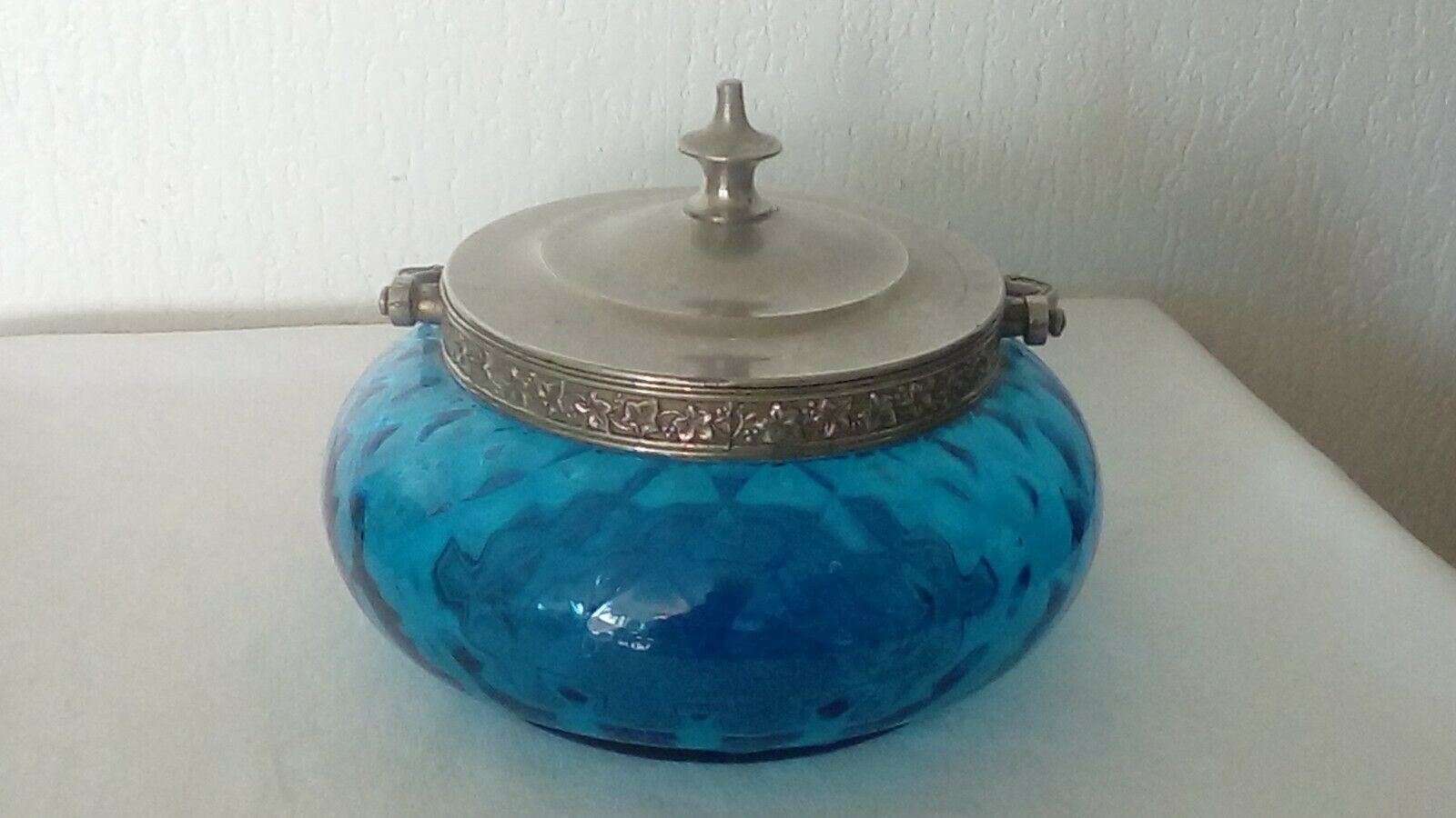 Pot to biscuit in verre bleu epoque art new debut xxy