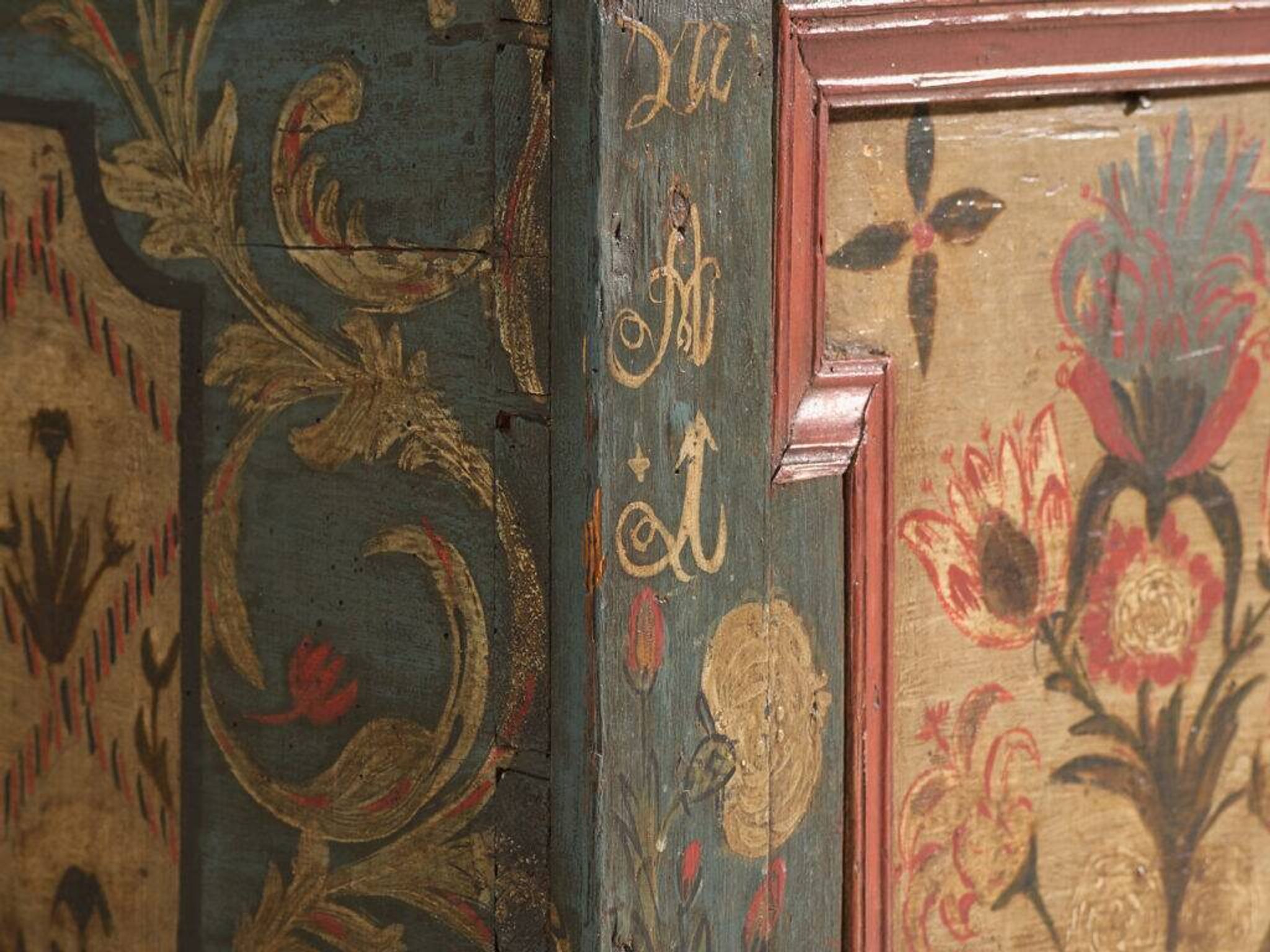 Antique wedding chest painted in pine – Austro-Hungarian Empire, Year 1775