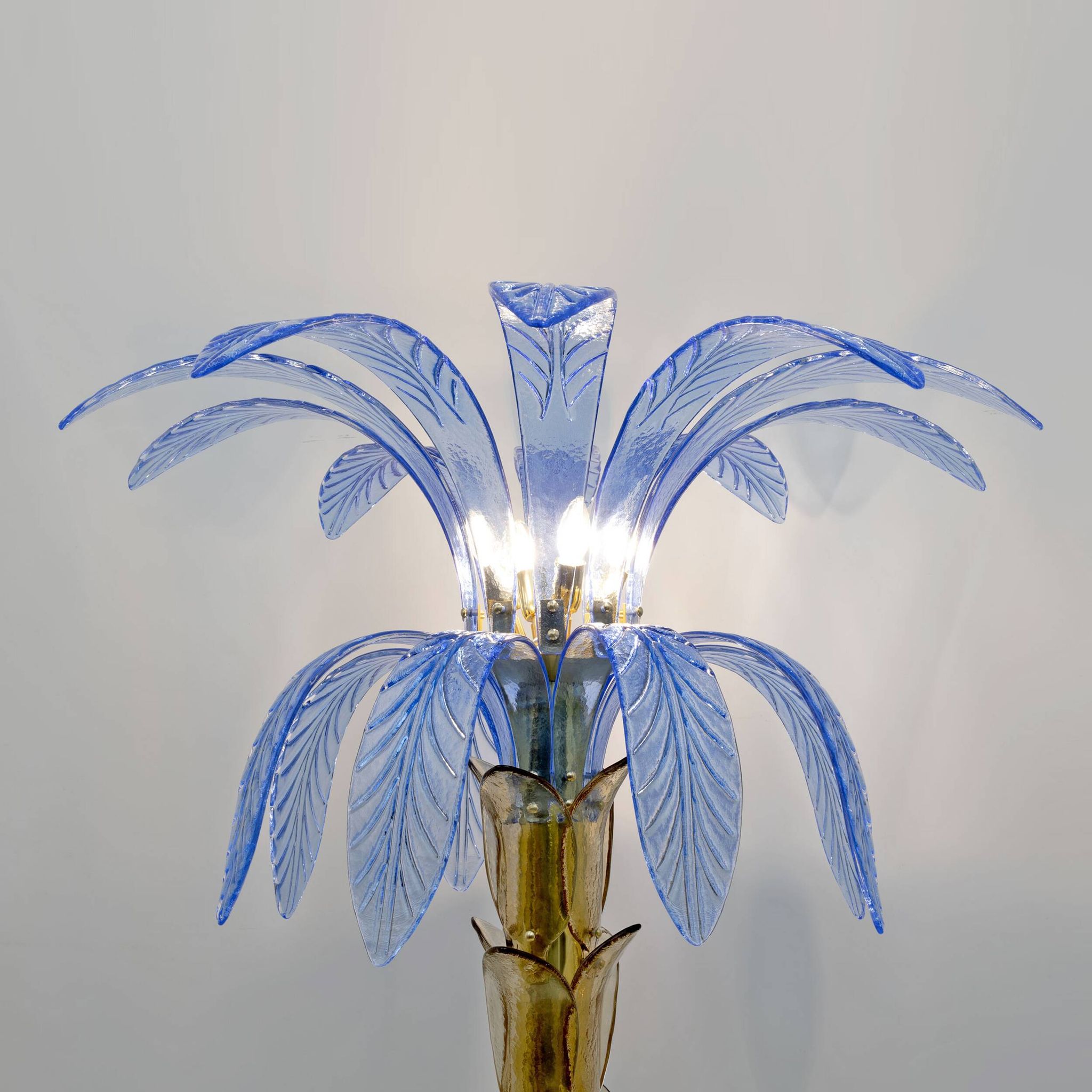 Lampadaire palmier en verre de Murano et laiton, style moderne du milieu du siècle