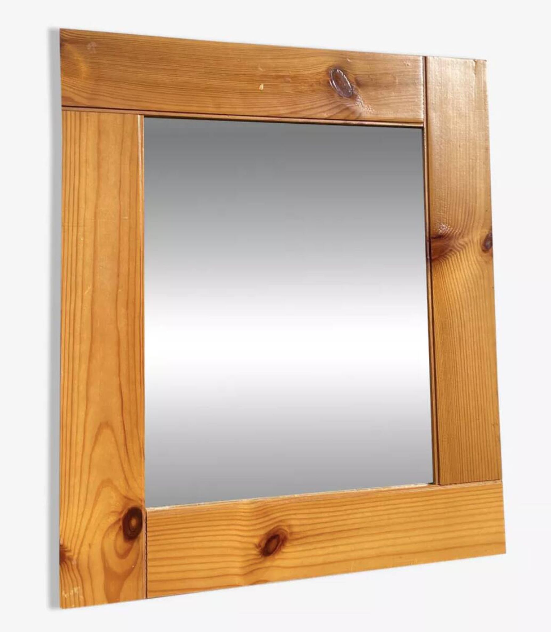 Wooden mirror, Maison Regain pine, 1980, 40x35