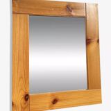 Wooden mirror, Maison Regain pine, 1980, 40x35
