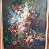 Tableau toile encadrée  Moise Jacobber fleurs et fruits 1837
