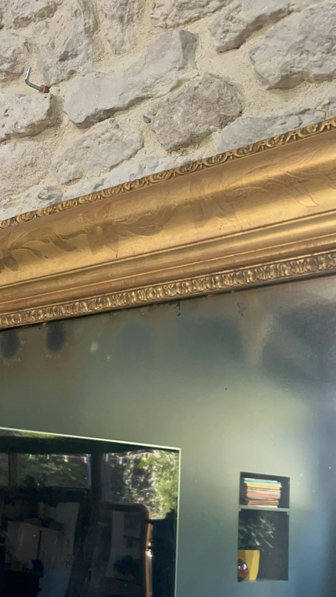 Louis-Philippe pearl mirror 172/121cm gilded with gold leaf, overmantel