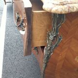 Old style chest of drawers Louis XV marquetry marble top