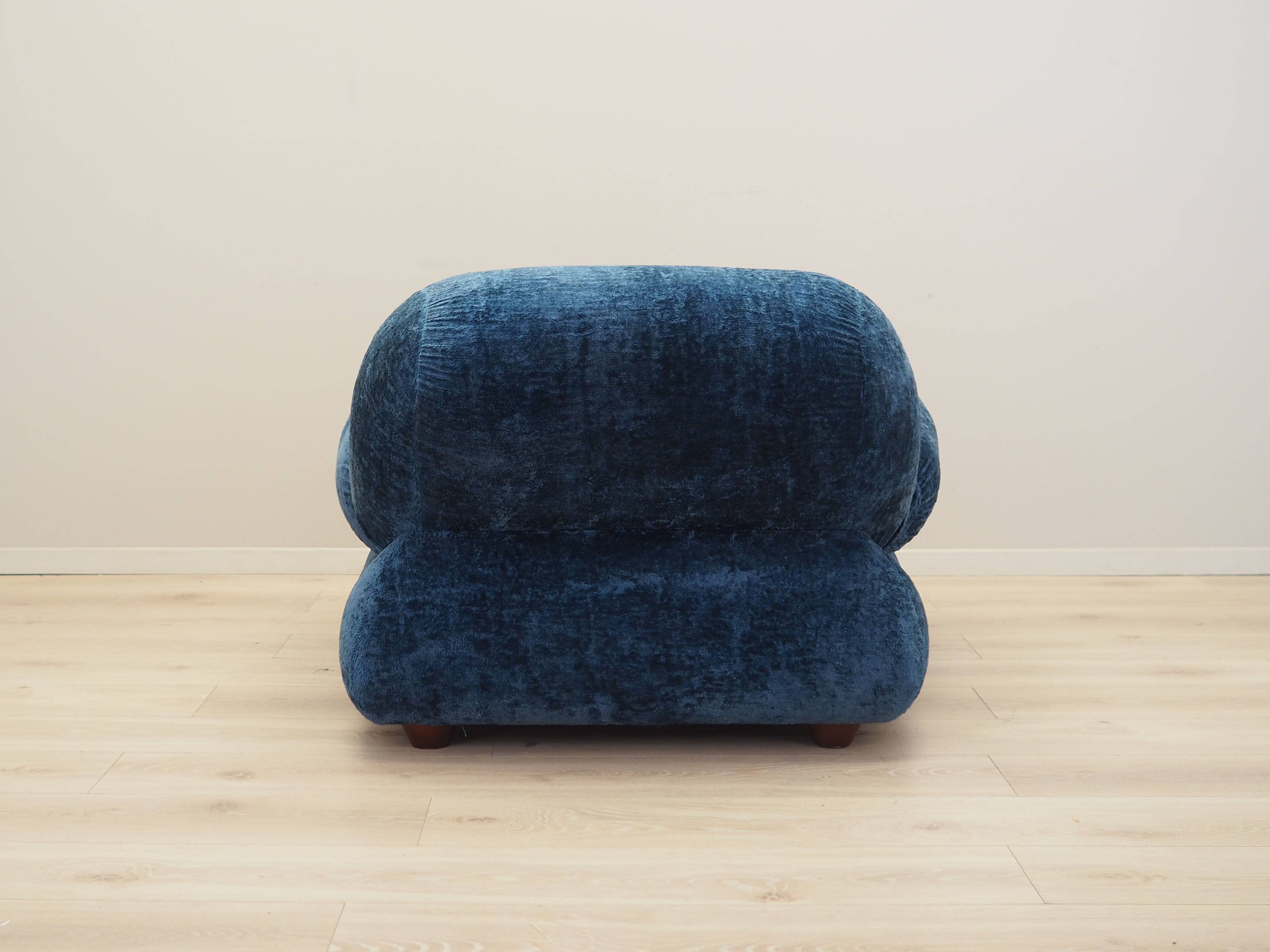 Blue armchair, Italian design, 1970s, production: Italy