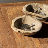 Oval beige petrified wood bowl 24x19 - 3781