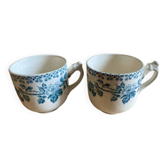 Set of 2 old iron earth coffee cups, Guadeloupe model