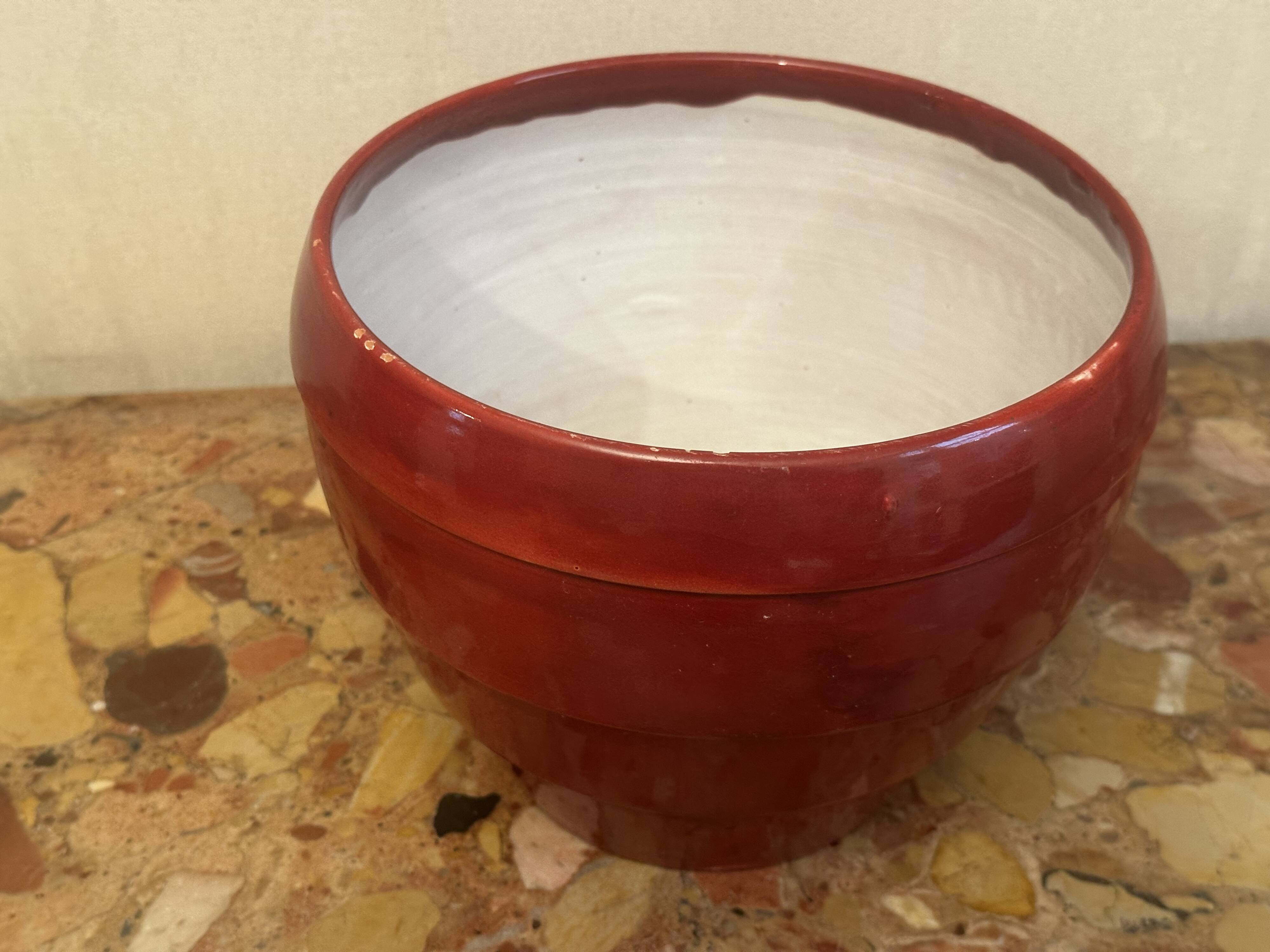 Burgundy glazed ceramic planter