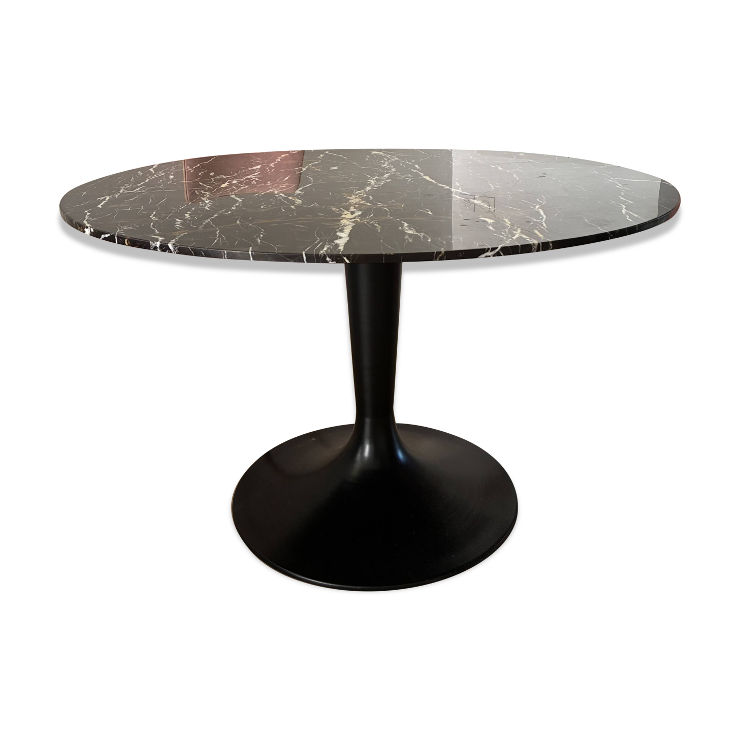 Round table AMPM in black/brown marble + Tulip base _ Diameter 120 cm