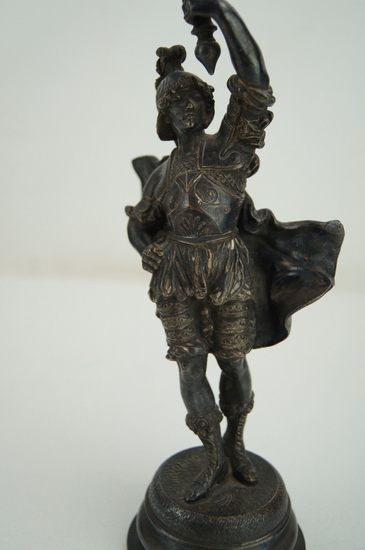 Silver bronze torch pair Paul Dubois
