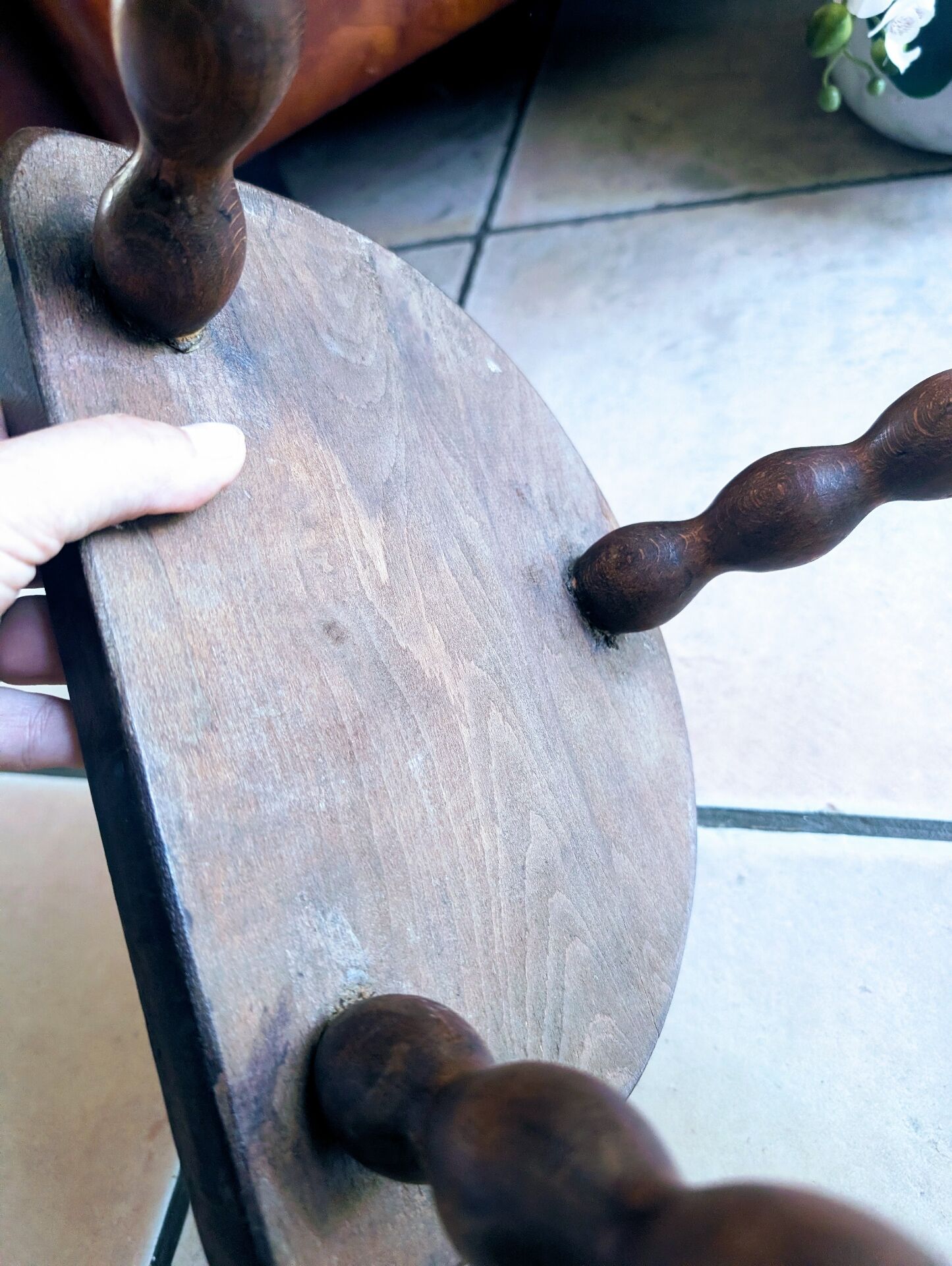 Brutalist wooden tripod stool