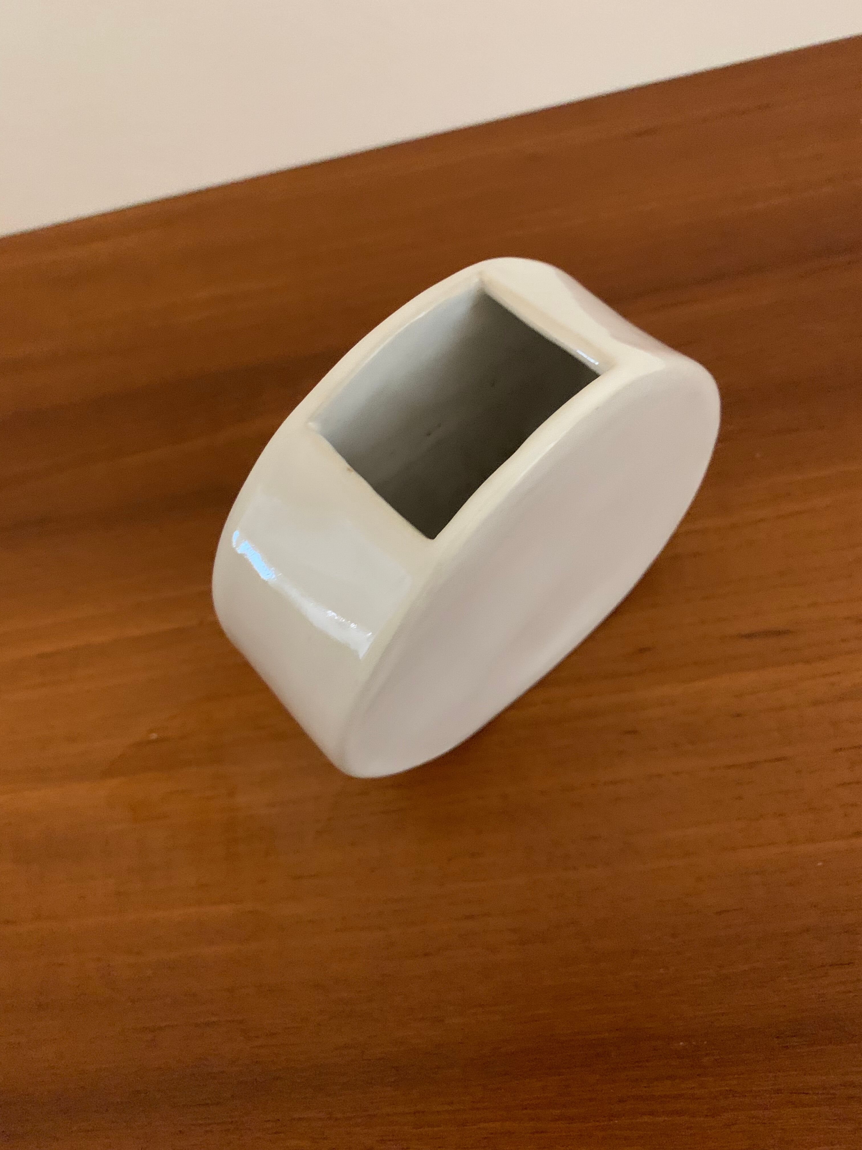 Ceramic vase white enamel