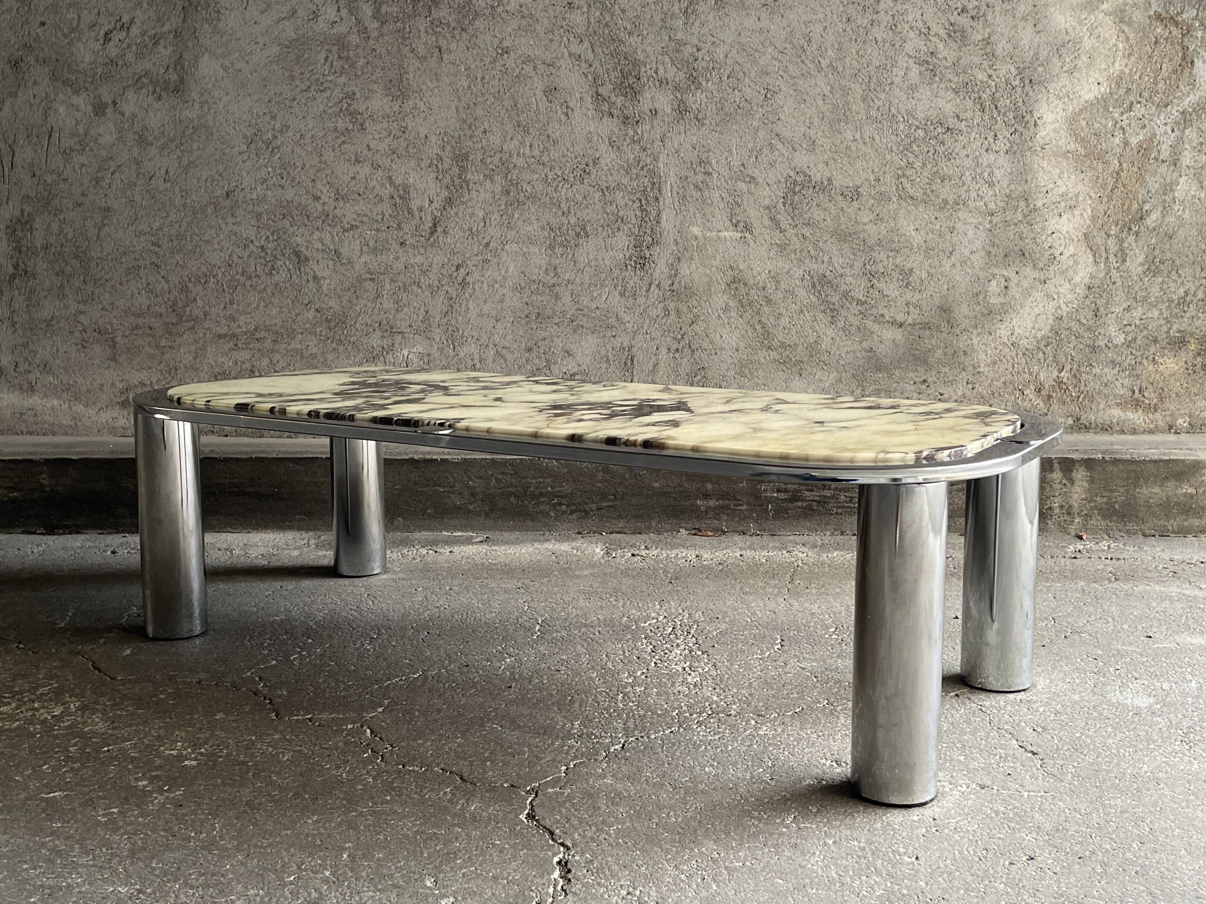 Italian marble and chrome coffee table, 1970s